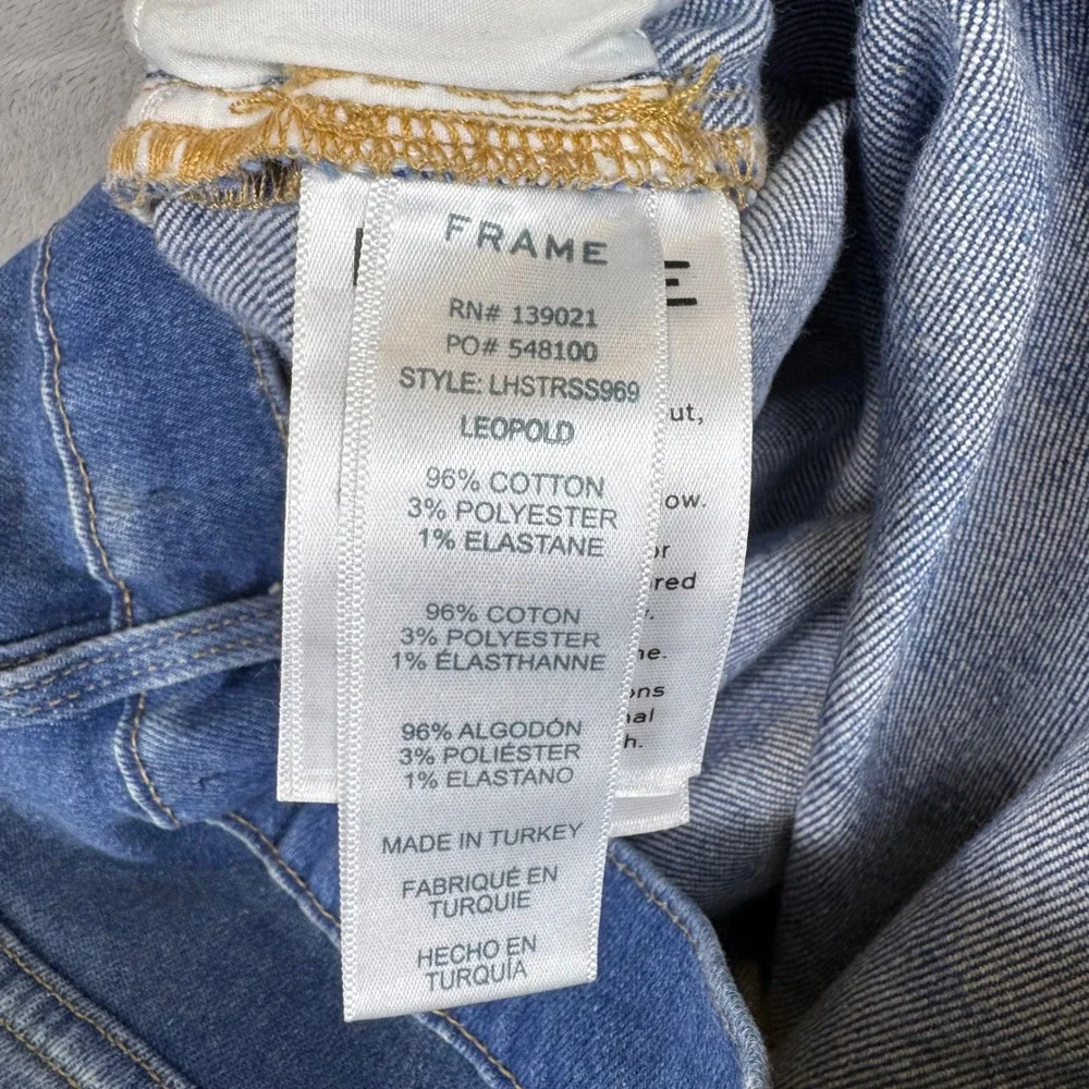 FRAME Denim Le High Straight Studded‎ Hem Jeans Womens Size 32 Raw Hem